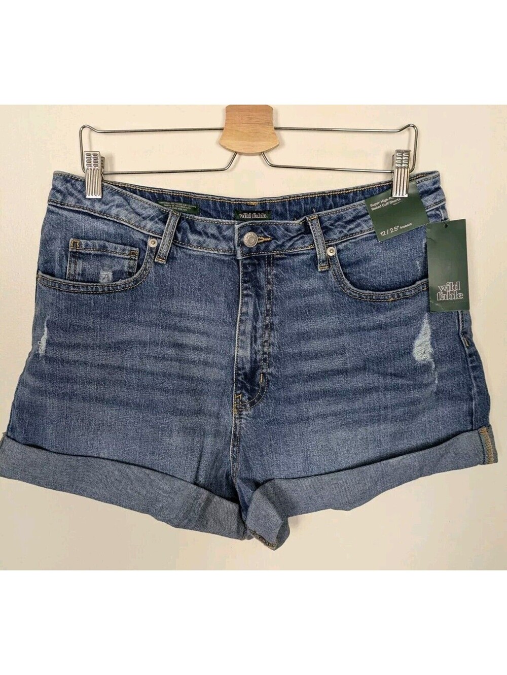 Wild Fable New Size 12 Super High Rise Rolled Cuff Jean Shorts 2.5in Denim
